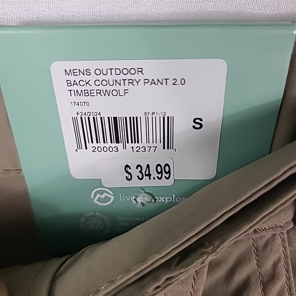 NWT Magellan Men's Back Country Pants Outdoor Fish Water Repel Sz S Timberwolf - Picture 6 of 9